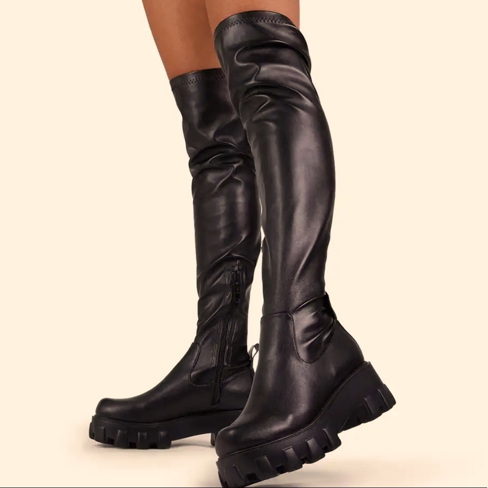 Thigh high leather boots from Ego shoes.